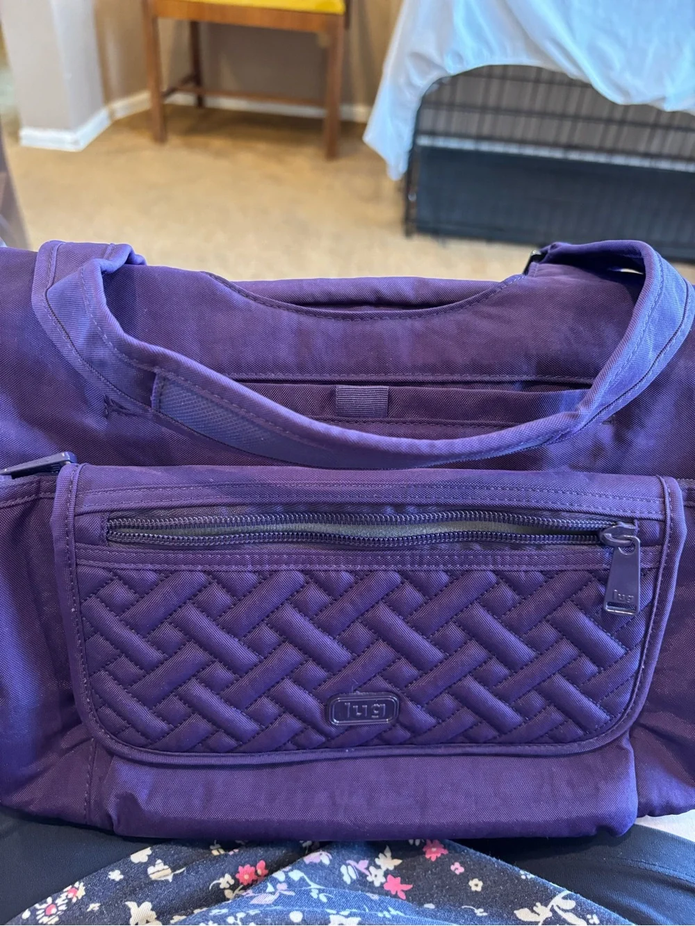 Lug Romper in Purple Quilted Crossbody Tote
